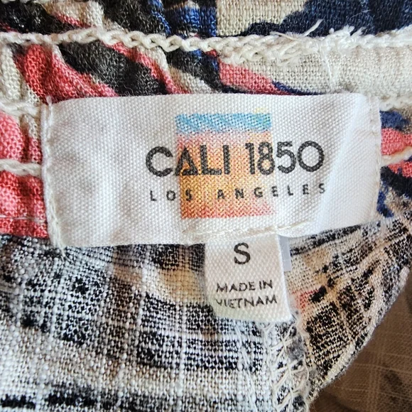 CALI 1850 Los Angeles Tropical Print Linen Blend Lounge Pants Size M - Picture 5 of 15